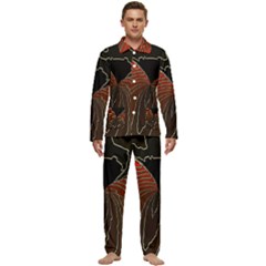 Red Gold Black Voracious Plant Leaf Men s Long Sleeve Velvet Pocket Pajamas Set by Bangk1t