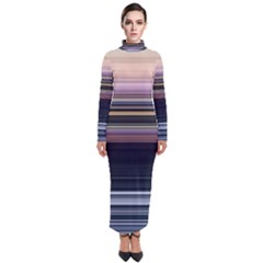 Horizontal Line Strokes Color Lines Turtleneck Maxi Dress