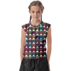 Diamond Geometric Square Design Pattern Kids  Raglan Cap Sleeve Tee