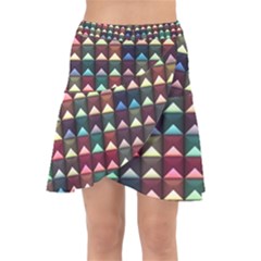 Diamond Geometric Square Design Pattern Wrap Front Skirt by Bangk1t