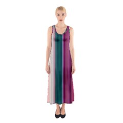 Vertical Line Color Lines Texture Sleeveless Maxi Dress