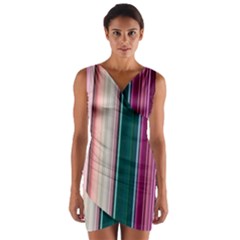 Vertical Line Color Lines Texture Wrap Front Bodycon Dress