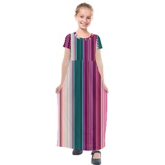 Vertical Line Color Lines Texture Kids  Short Sleeve Maxi Dress