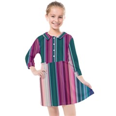 Vertical Line Color Lines Texture Kids  Quarter Sleeve Shirt Dress