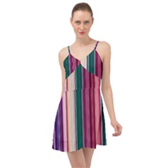 Vertical Line Color Lines Texture Summer Time Chiffon Dress