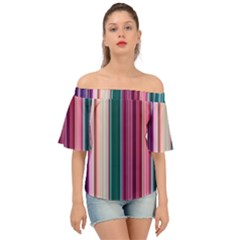 Vertical Line Color Lines Texture Off Shoulder Short Sleeve Top