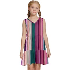 Vertical Line Color Lines Texture Kids  Sleeveless Tiered Mini Dress