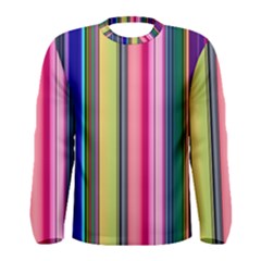 Pastel Colors Striped Pattern Men s Long Sleeve Tee