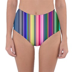 Pastel Colors Striped Pattern Reversible High-waist Bikini Bottoms by Bangk1t