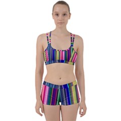 Pastel Colors Striped Pattern Perfect Fit Gym Set