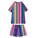 Pastel Colors Striped Pattern Kids  Swim Tee and Shorts Set View2