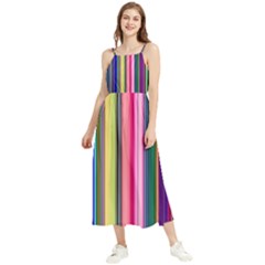 Pastel Colors Striped Pattern Boho Sleeveless Summer Dress by Bangk1t