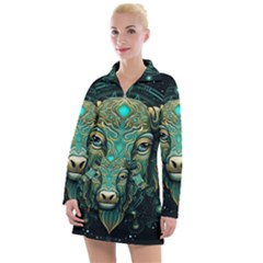 Bull Star Sign Women s Long Sleeve Casual Dress