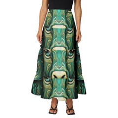 Bull Star Sign Tiered Ruffle Maxi Skirt by Bangk1t
