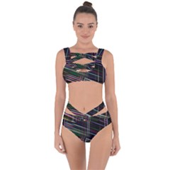 False Prismatic Black Background Bandaged Up Bikini Set 