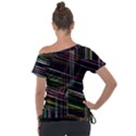 False Prismatic Black Background Off Shoulder Tie-Up Tee View2