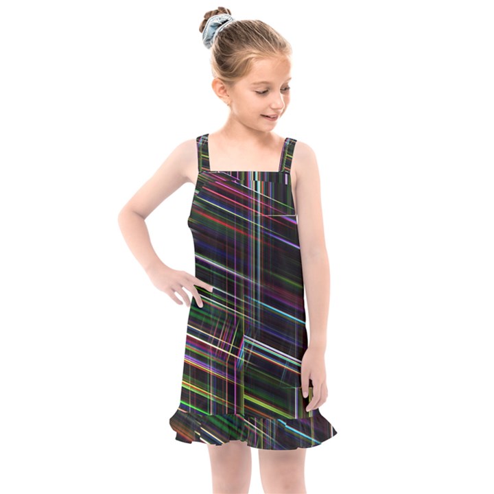 False Prismatic Black Background Kids  Overall Dress