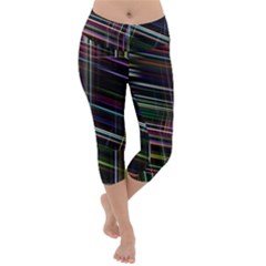 False Prismatic Black Background Lightweight Velour Capri Yoga Leggings