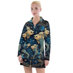 Fish Star Sign Women s Long Sleeve Casual Dress