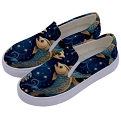 Fish Star Sign Kids  Canvas Slip Ons by Bangk1t