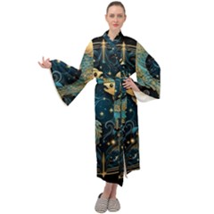 Fish Star Sign Maxi Velvet Kimono