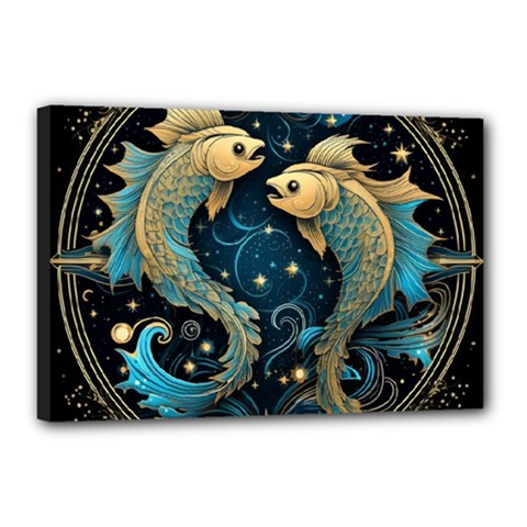 Fish Star Sign Canvas 18  X 12  (stretched)