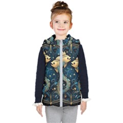 Fish Star Sign Kids  Hooded Puffer Vest by Bangk1t