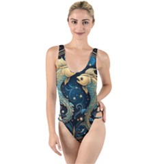 Fish Star Sign High Leg Strappy Swimsuit