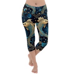 Fish Star Sign Lightweight Velour Capri Yoga Leggings by Bangk1t