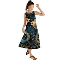 Fish Star Sign Summer Maxi Dress