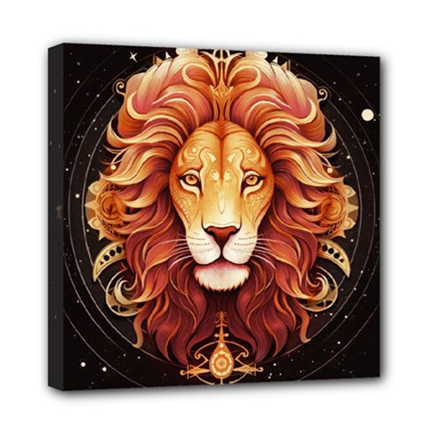 Lion Star Sign Astrology Horoscope Mini Canvas 8  X 8  (stretched)