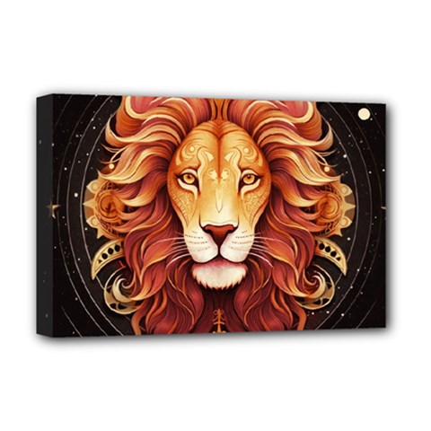 Lion Star Sign Astrology Horoscope Deluxe Canvas 18  X 12  (stretched)