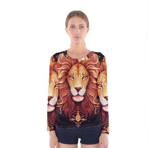 Lion Star Sign Astrology Horoscope Women s Long Sleeve Tee by Bangk1t