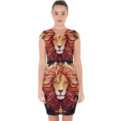 Lion Star Sign Astrology Horoscope Capsleeve Drawstring Dress 