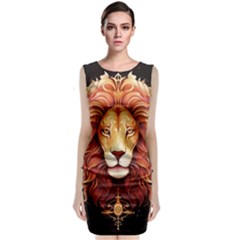 Lion Star Sign Astrology Horoscope Sleeveless Velvet Midi Dress by Bangk1t