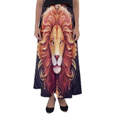 Lion Star Sign Astrology Horoscope Flared Maxi Skirt