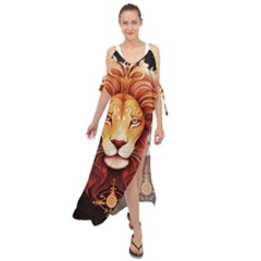 Lion Star Sign Astrology Horoscope Maxi Chiffon Cover Up Dress