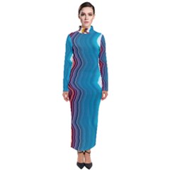 Line Vertical Lines Color Lines Turtleneck Maxi Dress