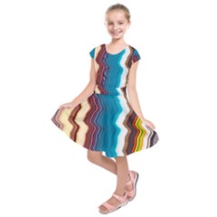 Line Vertical Lines Color Lines Kids  Short Sleeve Dress