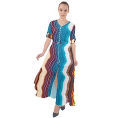 Line Vertical Lines Color Lines Waist Tie Boho Maxi Dress