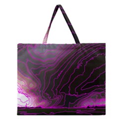 Pink Storm Pink Lightning Zipper Large Tote Bag by Bangk1t