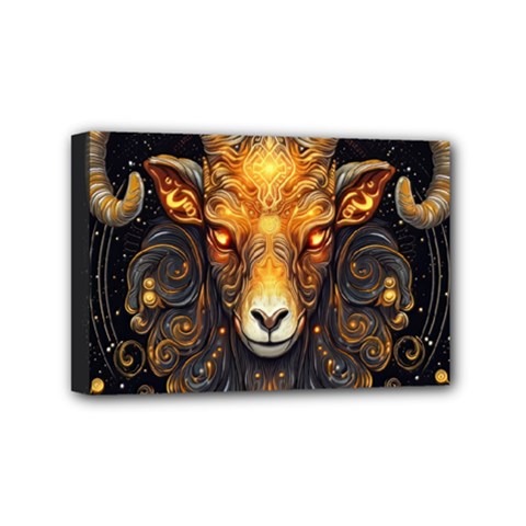 Aries Star Sign Mini Canvas 6  X 4  (stretched) by Bangk1t