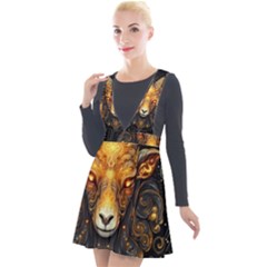 Aries Star Sign Plunge Pinafore Velour Dress