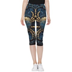 Cancer Star Sign Astrology Inside Out Lightweight Velour Capri Leggings 