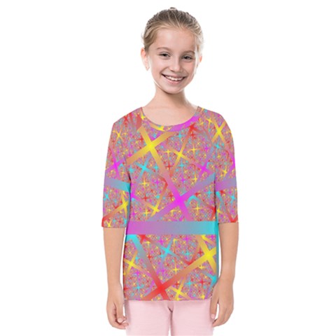 Geometric Abstract Colorful Kids  Quarter Sleeve Raglan Tee by Bangk1t