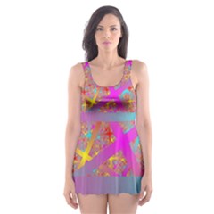 Geometric Abstract Colorful Skater Dress Swimsuit