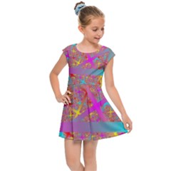 Geometric Abstract Colorful Kids  Cap Sleeve Dress