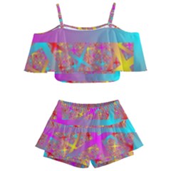 Geometric Abstract Colorful Kids  Off Shoulder Skirt Bikini by Bangk1t