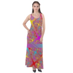 Geometric Abstract Colorful Sleeveless Velour Maxi Dress by Bangk1t