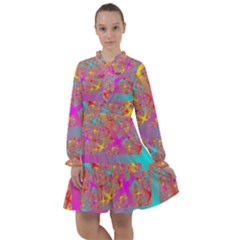 Geometric Abstract Colorful All Frills Chiffon Dress